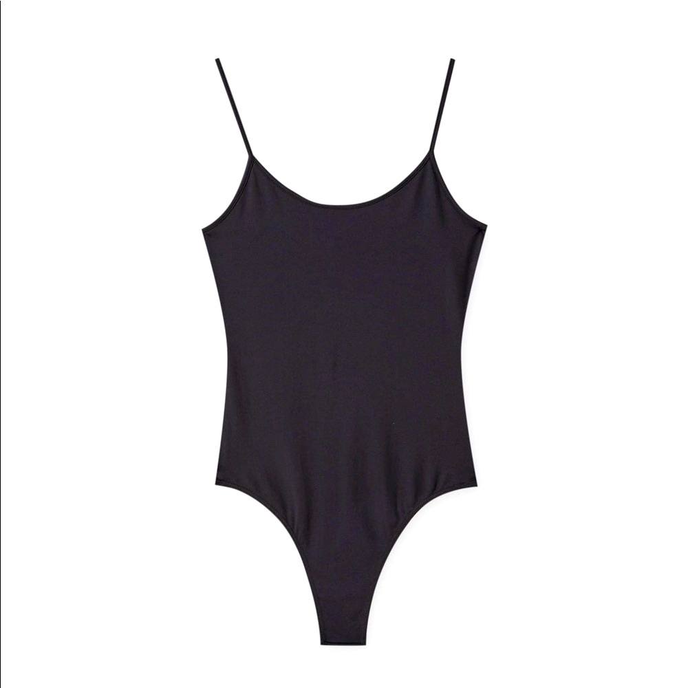Nwt Black Basic Spaghetti Strap Bodysuit - image 1